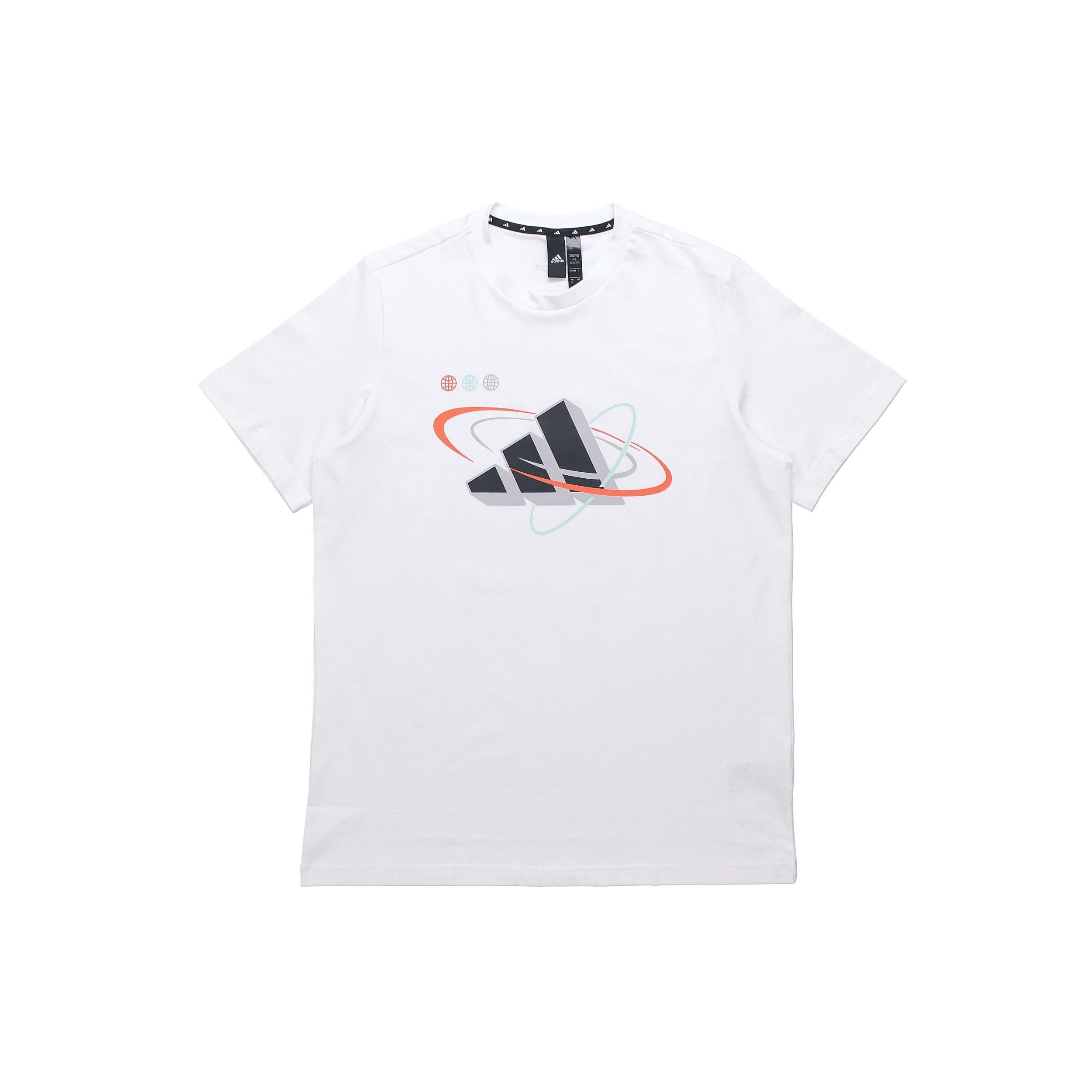 adidas Ub Gfx T Bos Logo Printing Sports Round Neck Short Sleeve White Men s GP0857 XXL