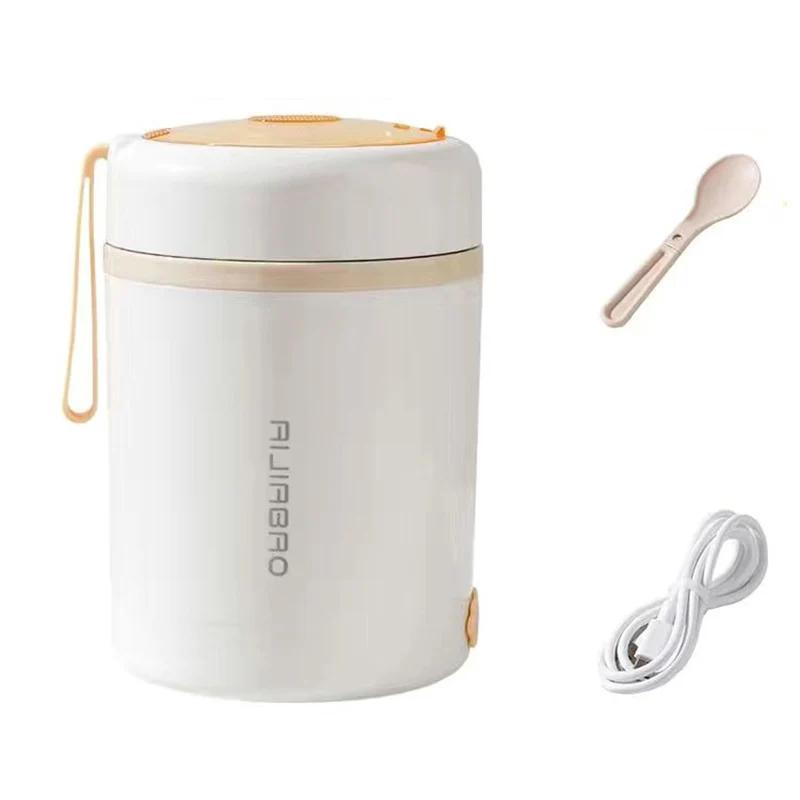 USB Stainless Steel Electric Lunch Box 0.6L 5V 12V 24V Worker Travel Camping Portable Food Heated Warm Container Car Office Set
