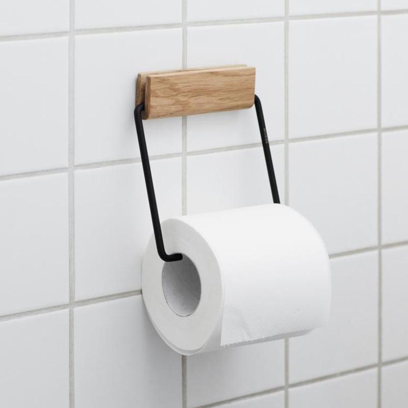 Creative and Simple Japanese Toilet Roll Paper Holder Toilet Paper Rack Oak Solid Wood Tissue Holder