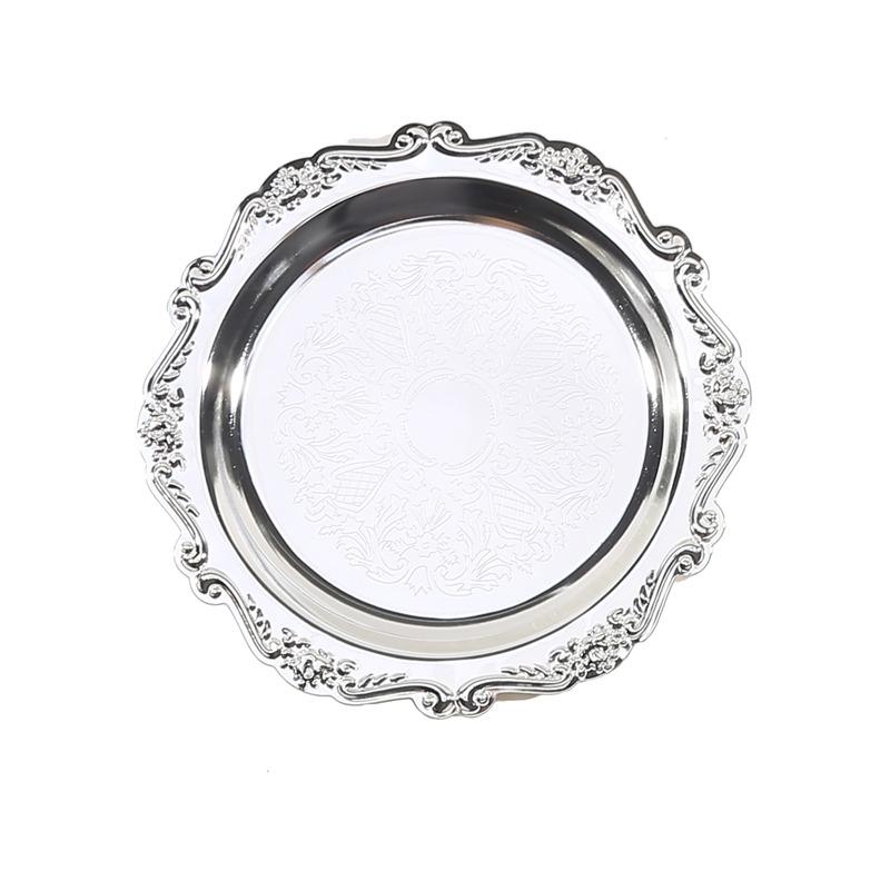 Exquisite Small Plate Metal Golden Cocktail Coaster Metal Exquisite Cake Tray Snack Dessert Display Snack Dishes 4inch/6inch 4inch серебряный