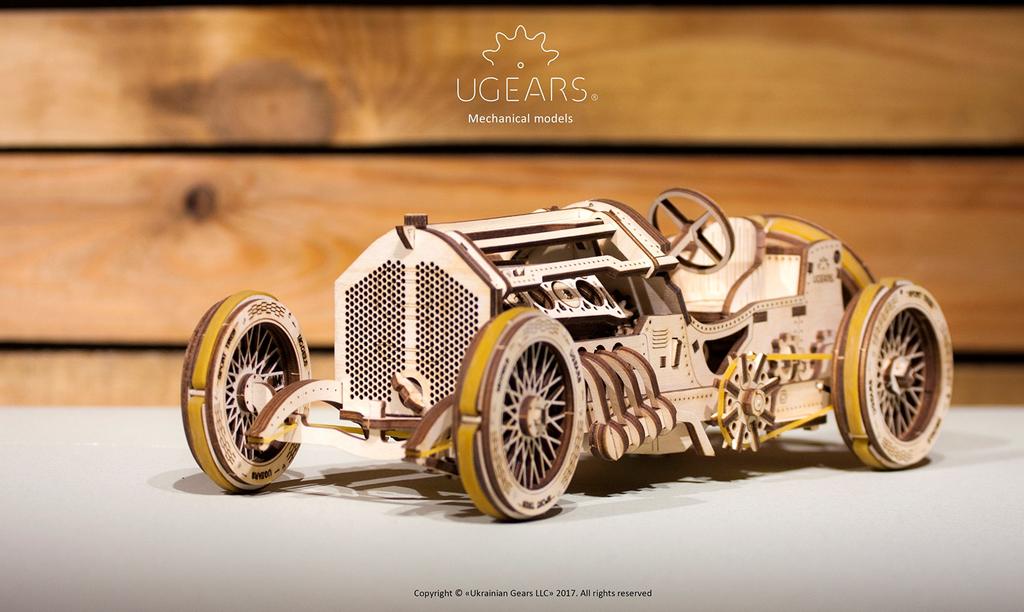 Ugears U-9 Grand Prix Car 70044 Wooden Puzzle Car for Adults, No Glue or Tools Required