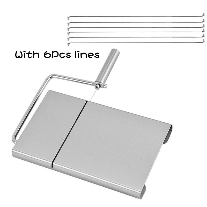 Stainless Steel Cheese Slicer Kitchen Tool with Replacement Cutting Wire Sausage &Ham Cutter Knife - Essential Kitchen Accessory