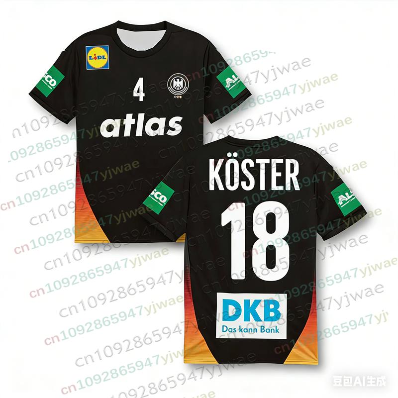 Allemagne Handball 2026 Maillot Extérieur Unisexe T-shirt Décontracté Tendance Séchage Rapide Streetwear Unisexe Vêtement de Sport Maillot de Handball T-shirts Homme