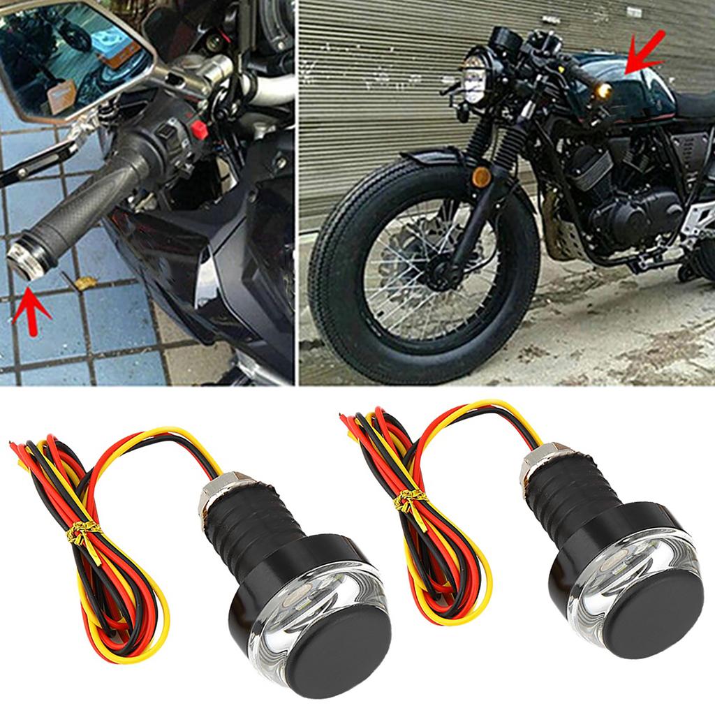 DC12V Motorrad LED Blinker Lampe Griff Bar End Stecker Lenker Licht Weiß Gelb