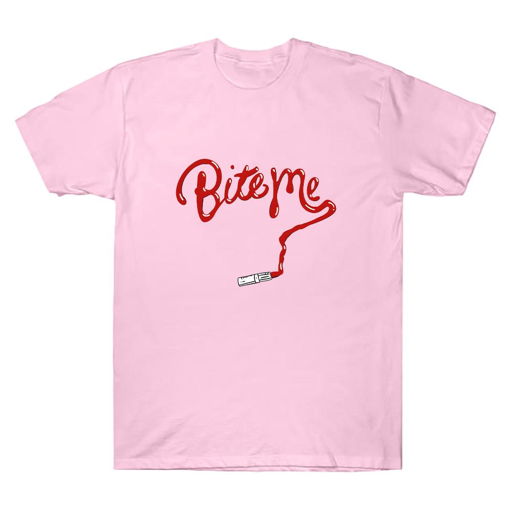 

Bite Me Lipstick Tee Reneé Rapp Fashion Graphic T Shirts Men Women Retro High Quality Cotton Oversized Tops Streetwear Clothing XL