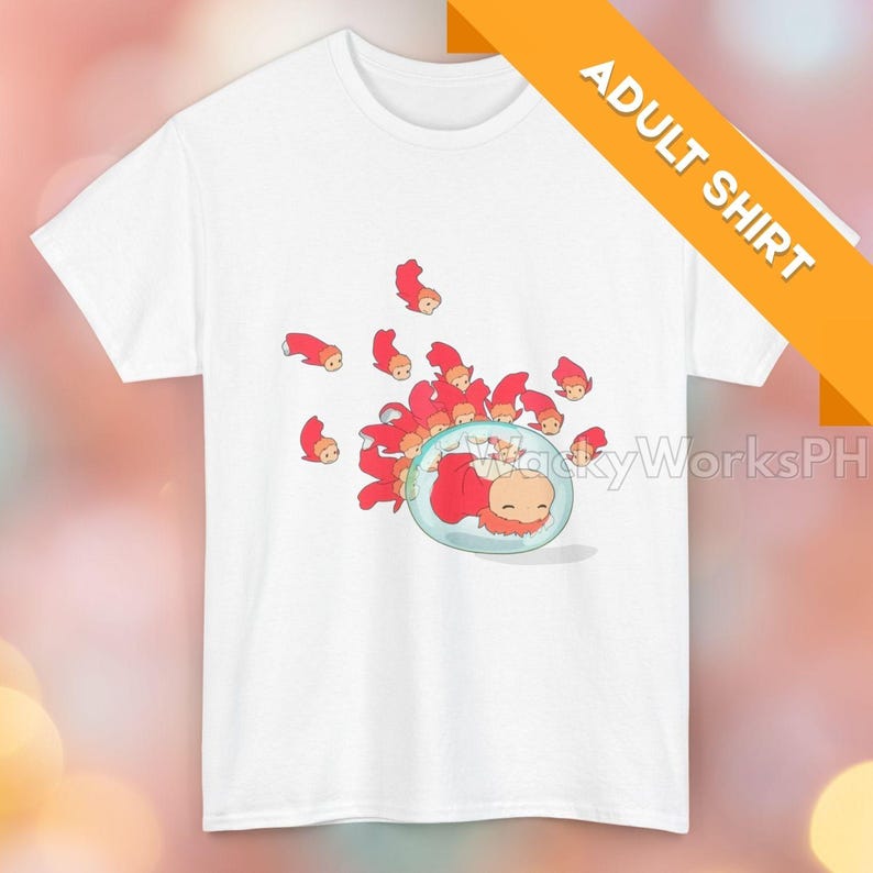 Kawaii Ponyo Unisex Heavy Cotton Tee, Ghibli Shirt 100
