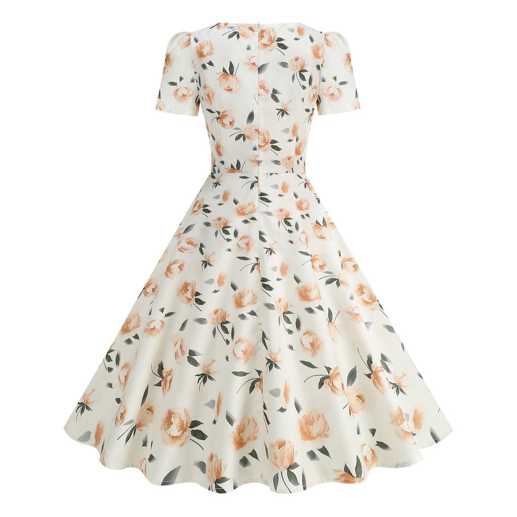 Women's Fashion Color Short Sleeve Dress