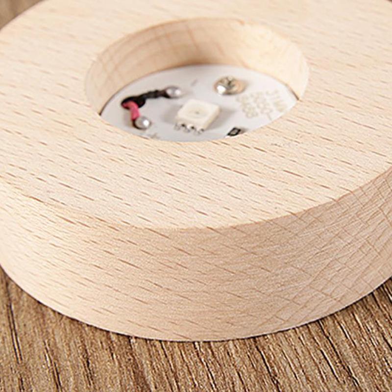 Runde Holz Lichtbasis USB mit Schalter LED-Licht Drehbarer Präsentationsständer Lampensockel Heimdeko