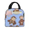 Cartoon Curious George Monkey Anime Insulated Lunch Bag for Women Office Cooler Thermal Food Box Tote Leakproof