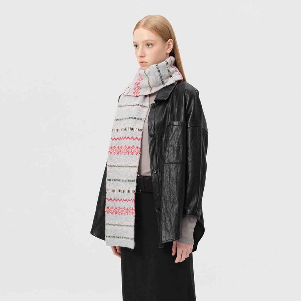 Retro Jacquard Wool Blend Scarf Women's Universal Autumn and Winter Atmosphere Japanese Soft Scarf