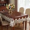 1pcs No-rinse Tablecloth Oil Wax Lace Tablecloth Anti Oil Anti Fouling Protective Pad Waterproof Heat-resistant Dining Table Mat Easy To Maintain