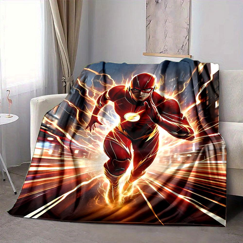 1pc Flash Speed Flannel Throw Blanket - HD Printed Lightweight Soft Warm All-Season Blanket for Sofa, Bed, Travel, Camping 150