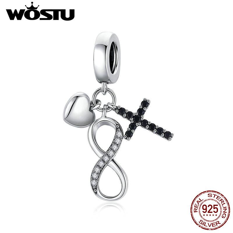 

Подвеска WOSTU из стерлингового серебра 925 пробы с символом бесконечности для оригинального браслета диаметром 3 мм, ювелирные изделия своими руками 925 silver