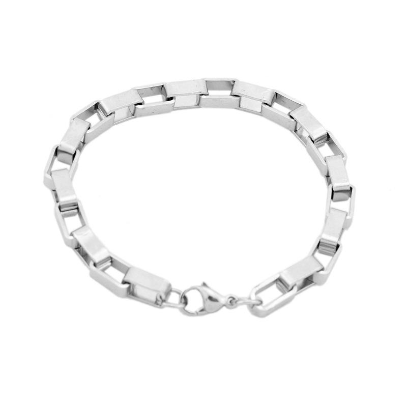 Personalizovaný náramek z titanové oceli pro chlapce: Stylový, Odolný Krabičkový Řetízek - Trendy Unisex Design, Který Nebledne