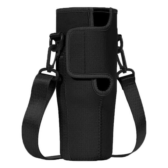 

Сумка-держатель для бутылки с водой с регулируемым плечевым ремнем Портативная неопреновая сумка для бутылки с водой Переносчик чашки для воды через плечо чёрный