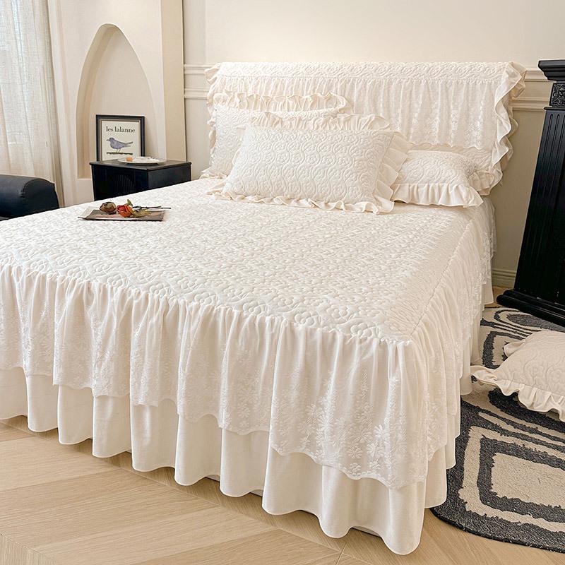 Baby Fleece Padded Bed Skirt Single Piece Winter Fleece Thickened Non-Slip Household Bed Cover Three-Piece Bedspread Universal In All Seasons