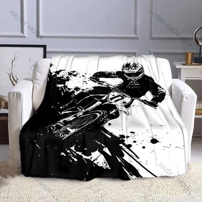 1PC Motocross Rider Print Adult Children Warm Blankets Home Travel Car Soft Comfortable Suitable for All Seasons Luxury Gift
