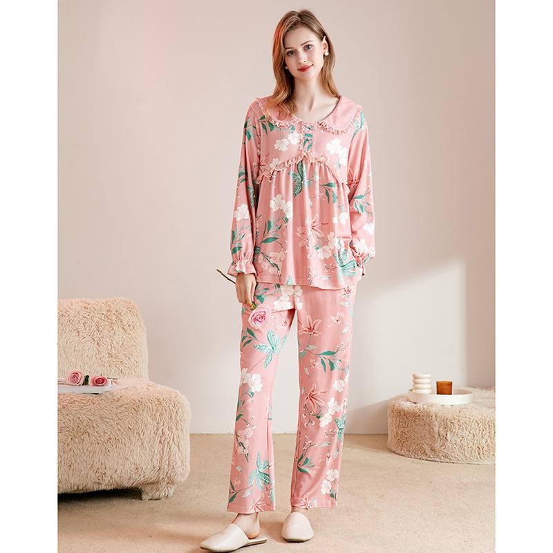Fenteng Pure Cotton Autumn Lace Doll Collar French Gentle Long Sleeve Home Clothes Set Women's Pajamas