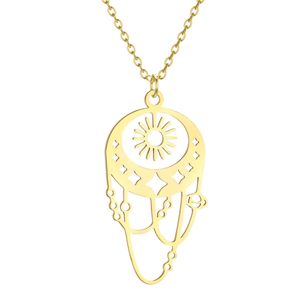Kinitial Cactus Saturn Planet Infinity Lips Bird Landscape Sun Mountain Stainless Steel Pendant Necklace For Women Jewelry Gift