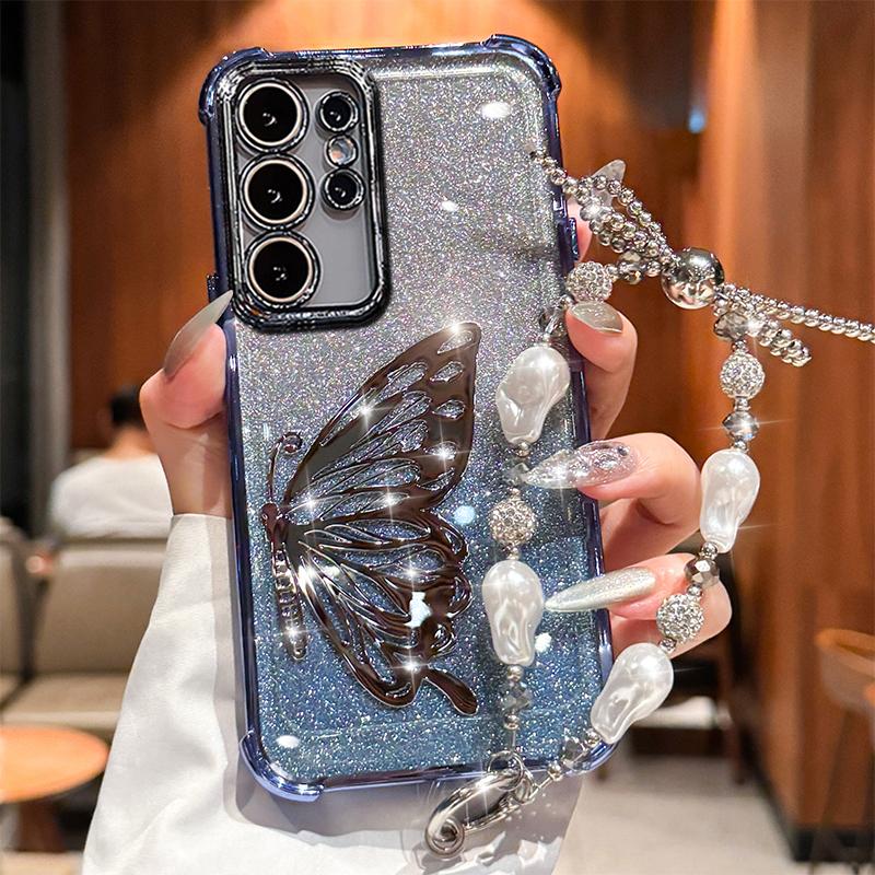 Husă Brățară Laser Fluture Placată Antishock pentru Samsung Galaxy A17 A07 A16 A26 A36 A56 A06 A15 A25 A35 A55 A14 A24 A34 A54