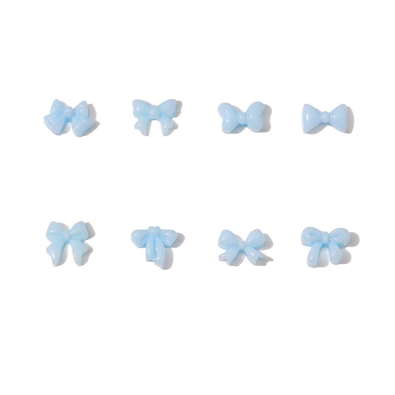 50pcs Nail Art Decor Accessories Candy Color Bow Nail Art Parts Charms Mini Resin Ribbon Nail Rhinestones DIY Summer