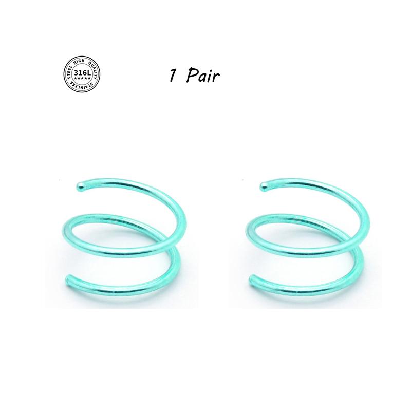 Double Hoop Nose Ring Stainless Steel for Single Piercing, Snug Spiral Nose Ring 20G 8/10mm Thin Nose Rings Piercing Jewelry