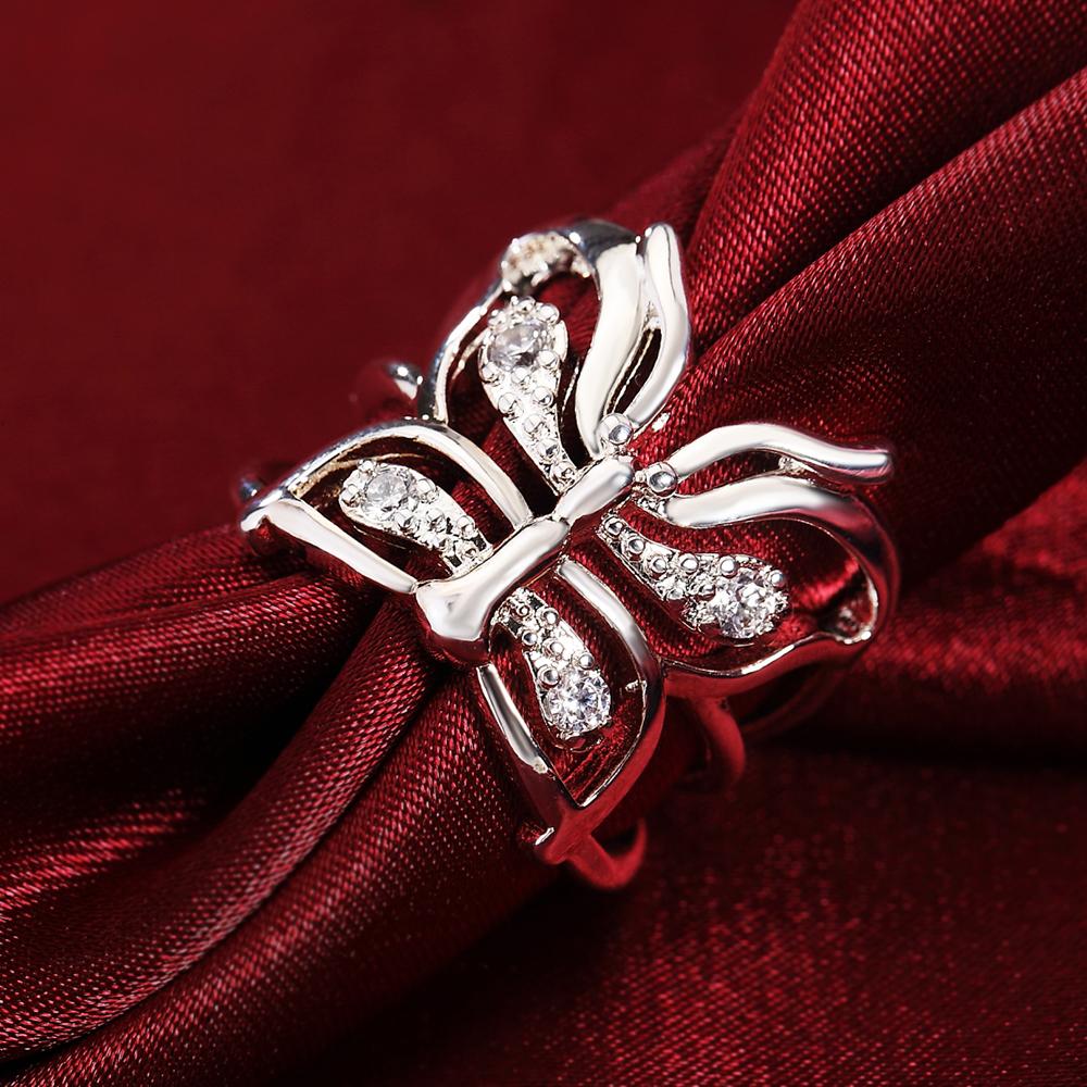 Luxury S 925 Sterling Silver Crystal Butterfly Rings For Women Adjustable Fashion Wedding Accessories Party Gifts Jewelry