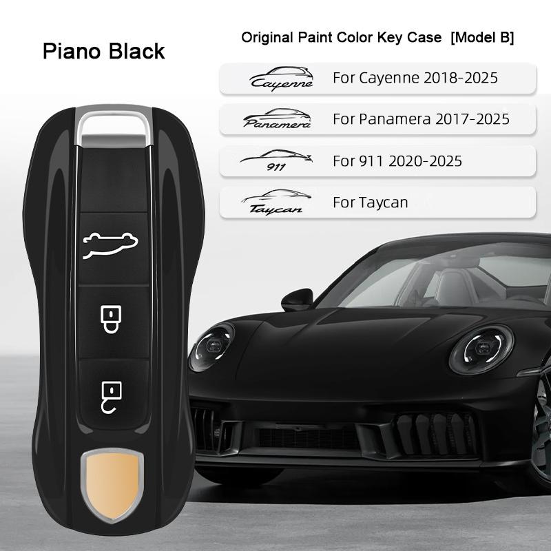 Car Key Paint Case Bordeaux Red Shell Replacement for Porsche Cayenne Mancan Panamera 911 718 Boxster Cayman Taycan 2010-2024