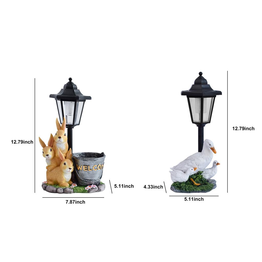 Garden Animal Statues Birthday Gifts for Women Mom with Solar Lantern Animal Figurines for Patio Lawn Yard Porch Pond Decoration