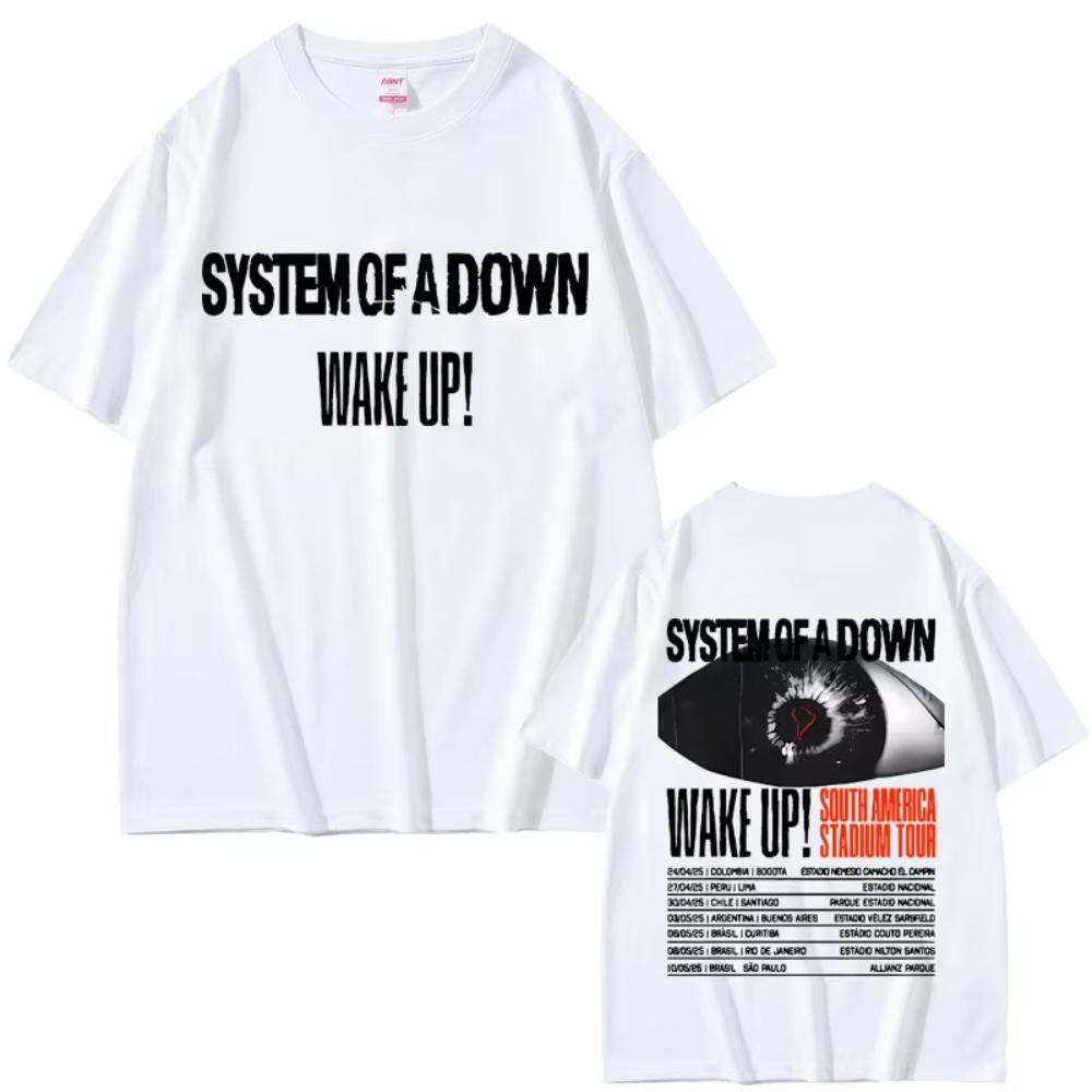 Rocková kapela System of A Down Wake Up South America Stadium Tour 2025 Tričko Alternativní Metalový Merch Trička Pánské Nadměrné Tričko