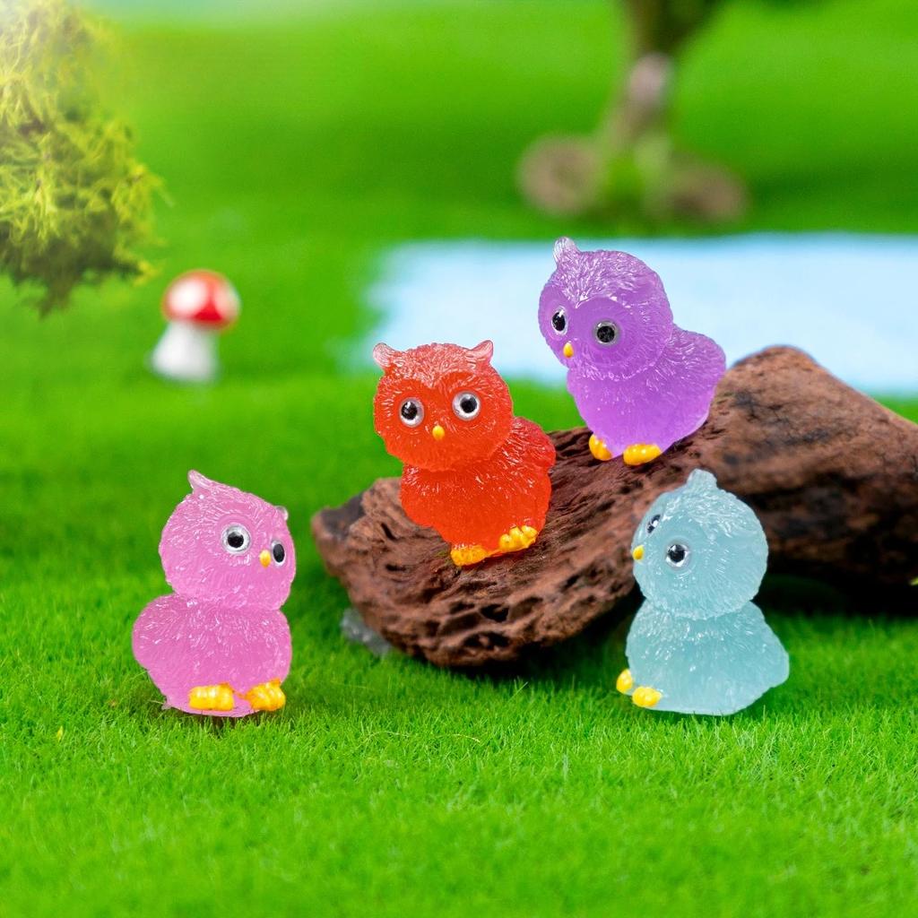 30 szt. Świecące Mini Sowy Mikro Ozdoby Zwierzątka Figurki Zwierząt Świecące w Ciemności Rośliny Ozdoby do Doniczek Akcesoria do Mikro Krajobrazów