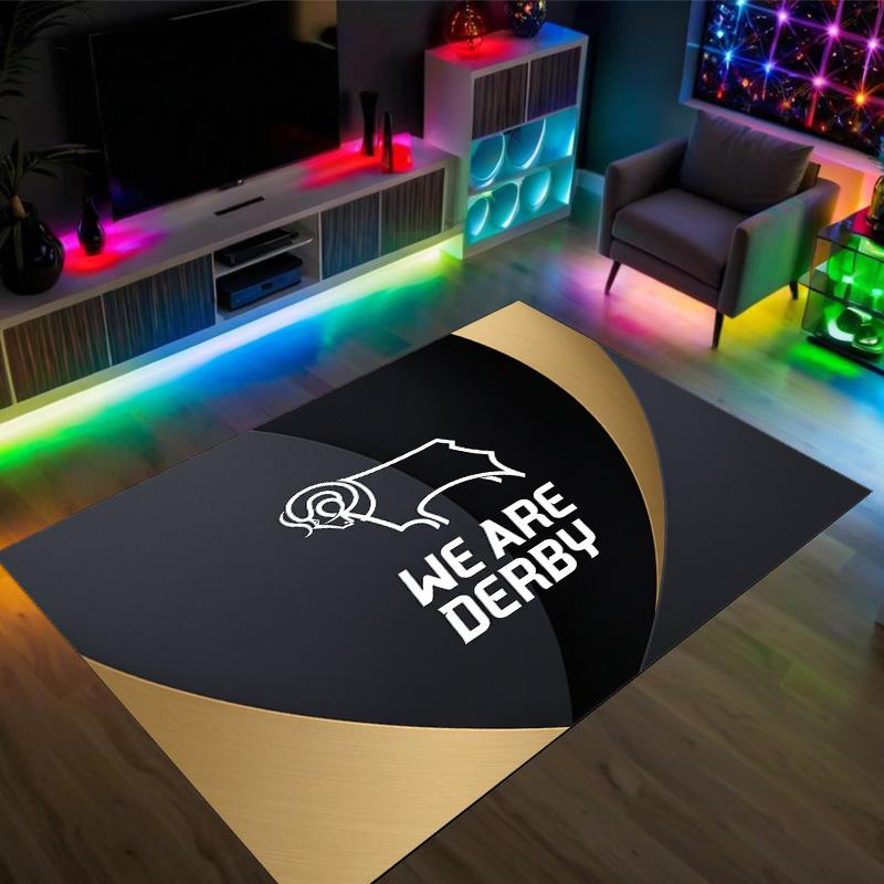 Derby County Football Design Crystal Velvet Carpet Cozy Non?Slip Printed Rug For Bedroom Living Room Entrance