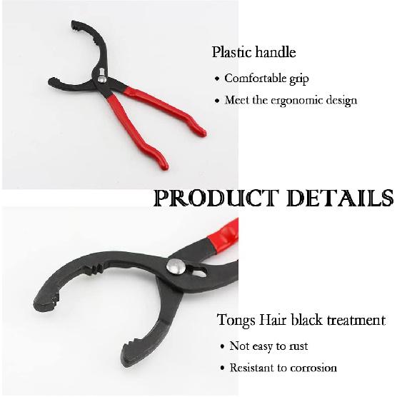 Salior 12'' Oil Filters Removal Specialty Tool Oil Filter Wrench,3-Position Adjustable+15°Bent Angle Head Design Oil Filter Pliers For 45-150Mm