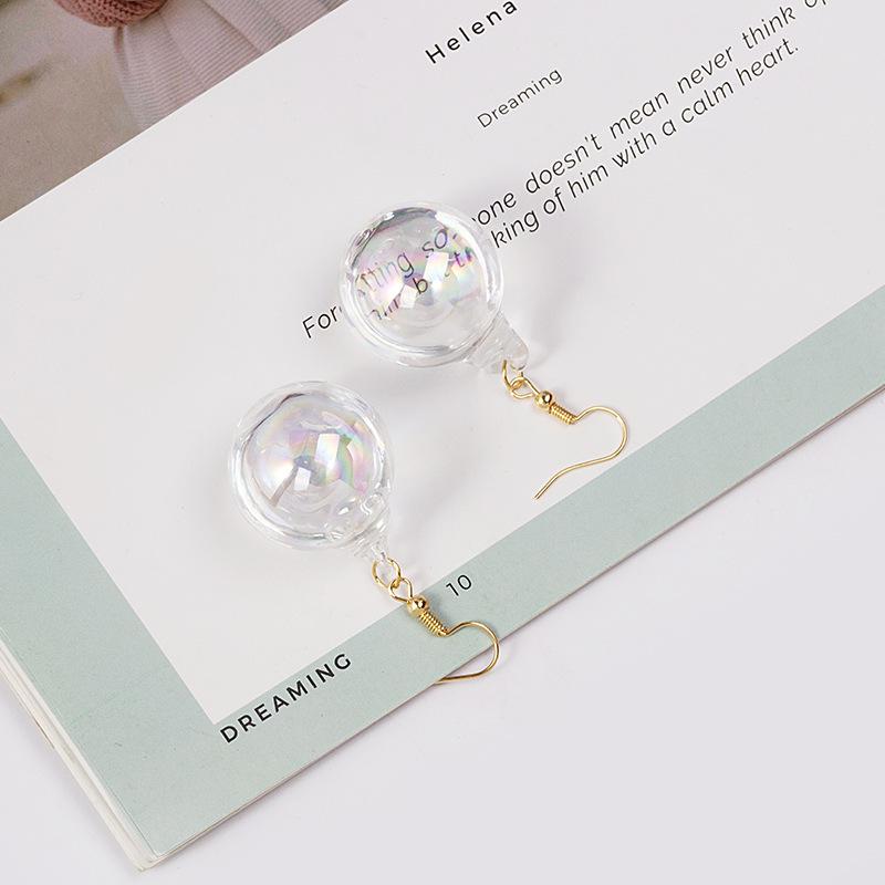 

Прозрачные серьги-шарики из стекла - Вдохновленные певицей Анжелой Чан, простой и элегантный дизайн длинных водяных шариков.