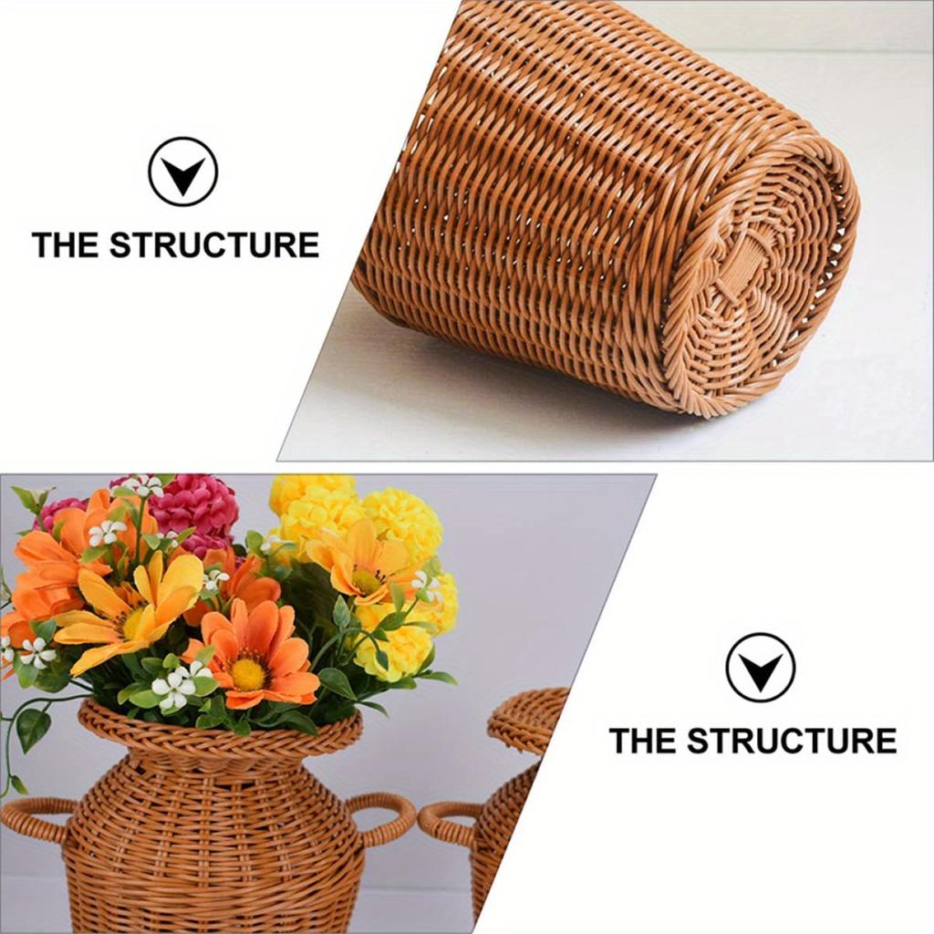 1An Imitation Rattan Vase Tall Cane Flower Vase Vine Flower Pot Rattan Woven Vase Rattan Woven Vase Floor Vase Vase