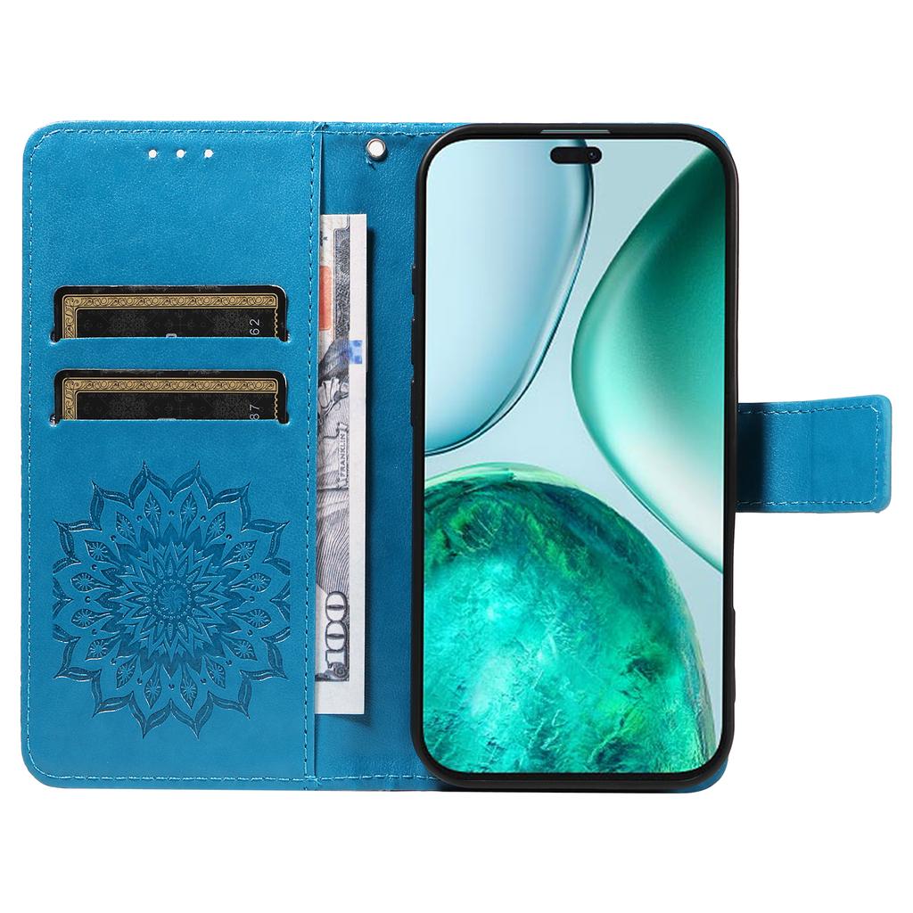 For Honor X8c 4G Phone Case Sunflower Imprinted Leather Wallet Stand Cover with Strap