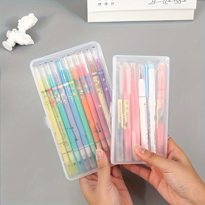 4pcs Transparent Storage Box, Plastic Storage Box, Sticker Storage Box, Pen, Stationery, Desk Organizer, Multi-function Storage Box