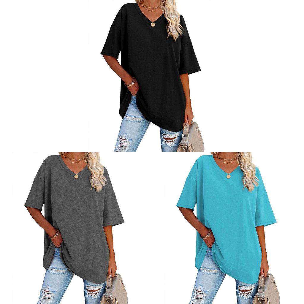 Cotton T Shirt For Women With V Neck Short Sleeve Casual Summer Top For Daily Wear