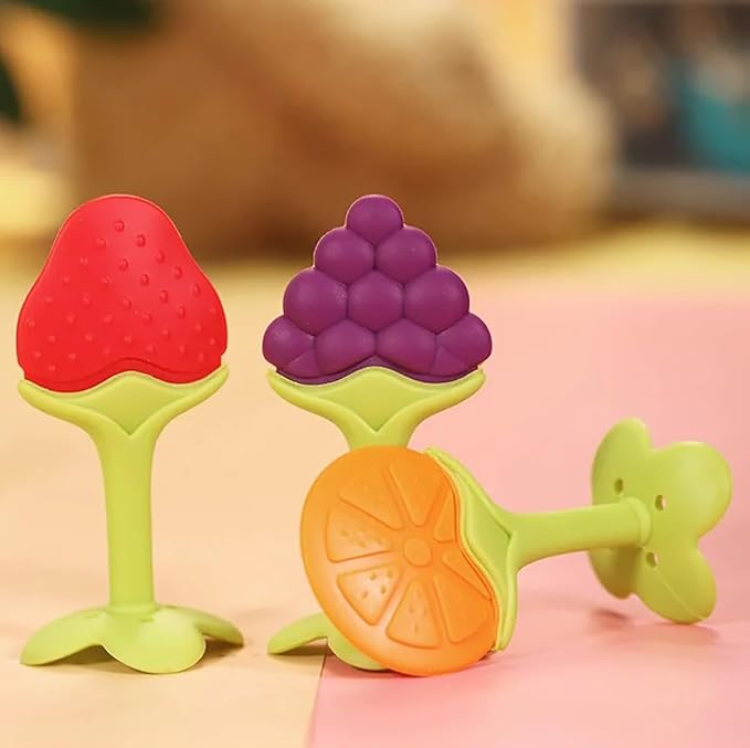 Baby Fruktform Bitering – Myk Silikon Bitering for Spedbarn - pakke med 3