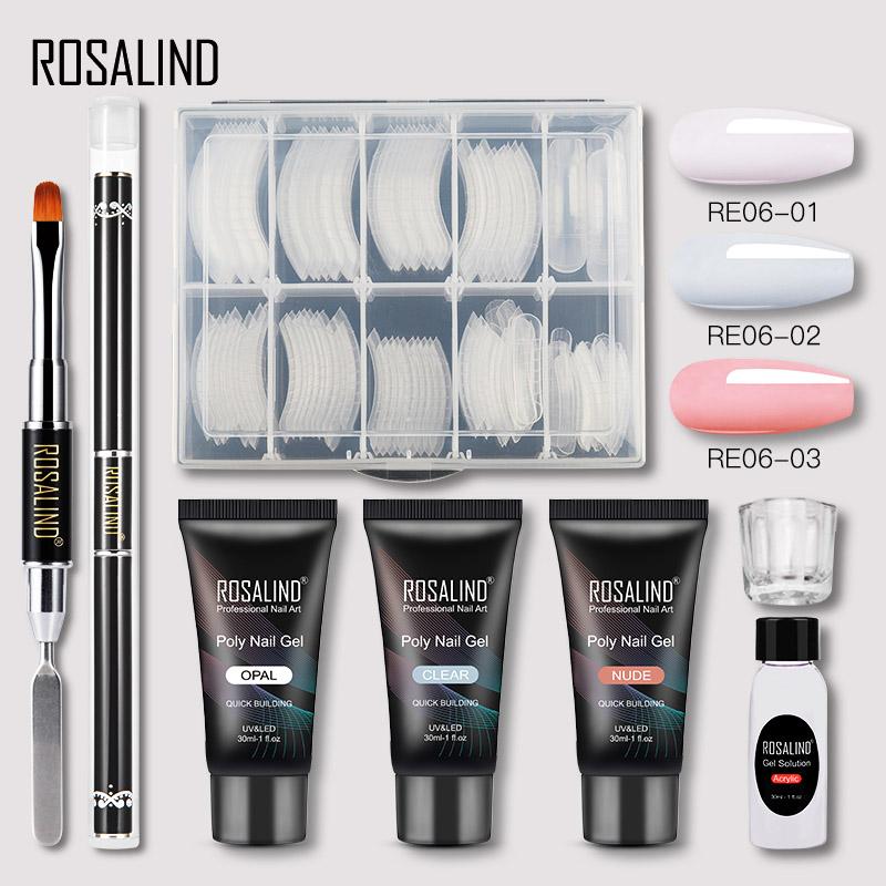 ROSALIND 30ml Nail Poly Nail Gel Set Hybrid Nail Extension UV Gel Polish Quick Builder Gel Manicure Kit For Finger Extend Nail Art Design