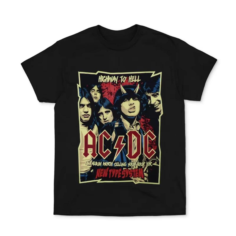 Bawełniana koszulka zespołu ACDC dla mężczyzn i kobiet, hiphopowa, raperska, modna, z krótkim rękawem, z nadrukiem, letnia, oversize'owa, streetwearowa