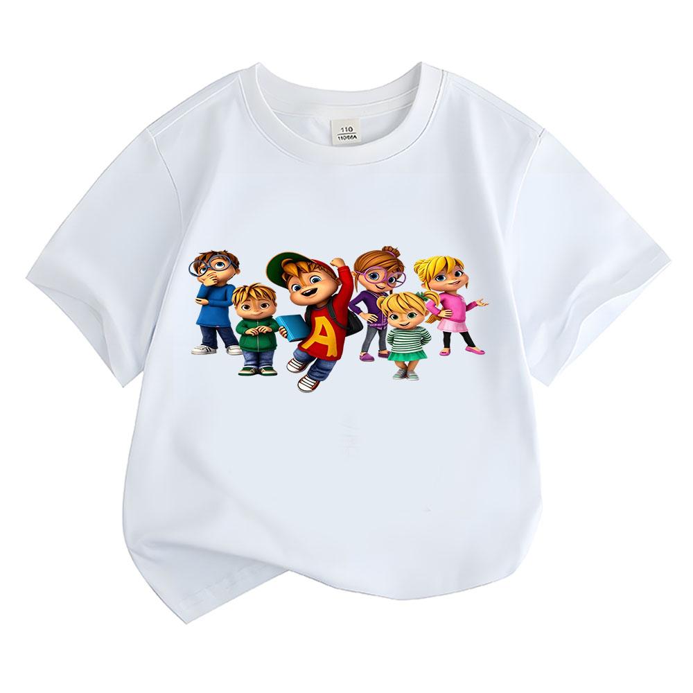Alvin and The Chipmunks Children's Cartoon T-Shirt Cotton Kids Tees Cute Boys Girls Tops O-Neck Short Sleeve for Summer Toddler