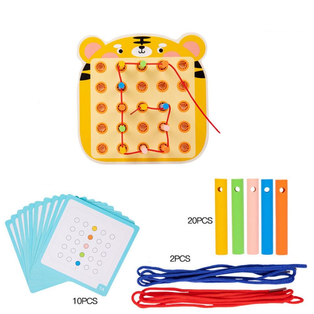 Montessori Activity Wooden Threading Lacing Toy Kids Rope Threading Game  Fine Motor Skills