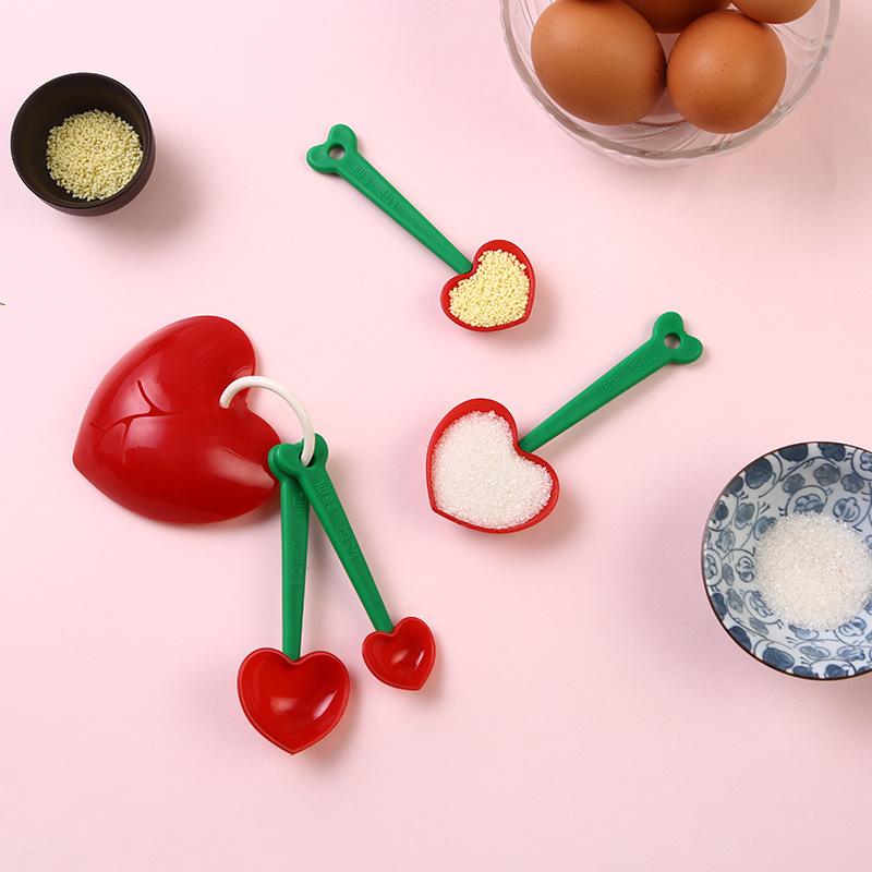 

3Sets Heart-shaped Measuring Spoon Set with Egg Separator Kitchen Utensil Gadgets for Baking & Cooking one size