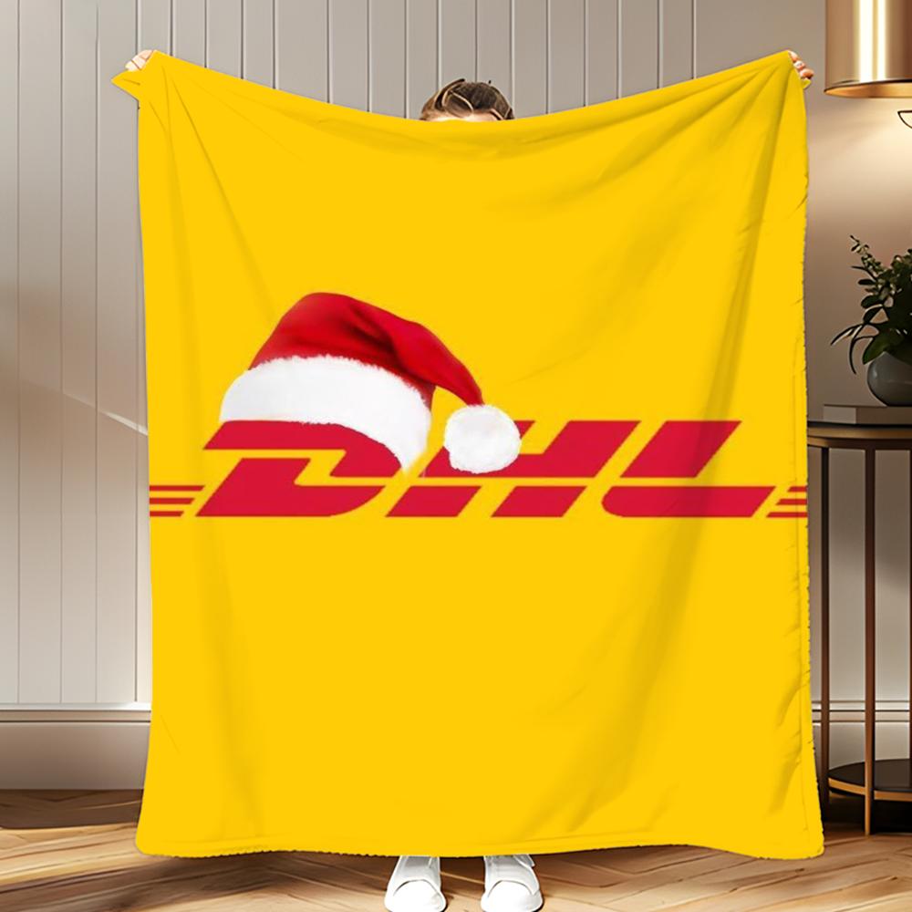 popular logistics brand DHL Express Throw Soft Coral Fleece Blanket 310gsm Fluffy Warm Throw for Sofa Bed Couch Bedroom Decor 75x100cm