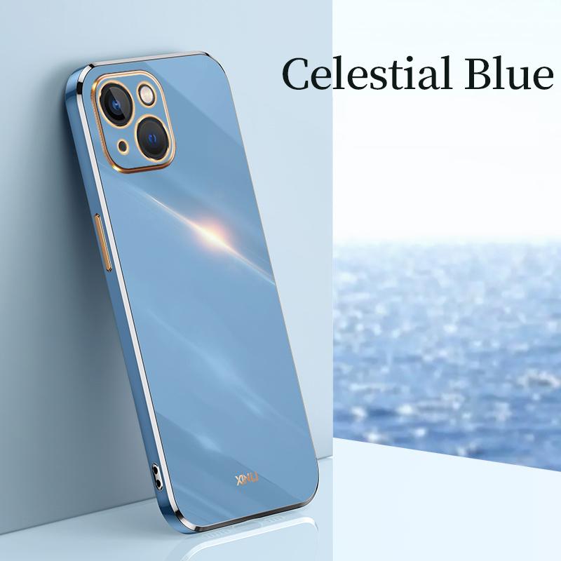 Bling Glitter Square Plating Soft Case For iPhone 14 13 12 11 Pro Max X XR XS Max 8 7 6S 6 Plus Gold Frame Silicone TPU Cover