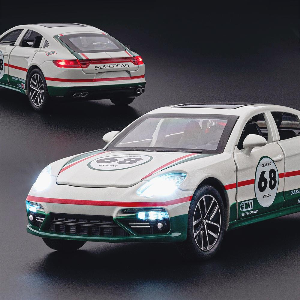 1:32 Scale Panamera 911GT3 Miniature Sports Car Model Toy Doors Opened Sound Light Pull Back Models Alloy Diecast Toys for Kids