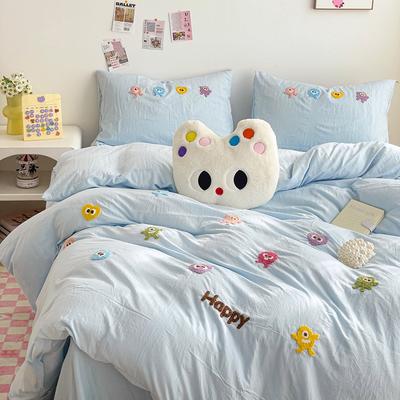 Cartone Animato Carino Letto 3 Pezzi / 4 Pezzi Delicato Sulla Pelle E Confortevole Set Lenzuolo Copripiumino Letto Singolo Dormitorio Studenti