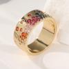 Exquisite Gold Color Inlaid Multicolored CZ Women's Ring Geometry Daily Wear Party Jewelry