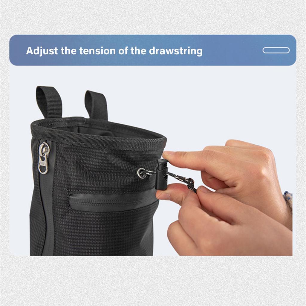 Climbing Chalk Bag Adjustable Waist Bag Strap Zipper Storage Pocket & Brush Holder Rock Climbing & Bouldering Chalk Bag